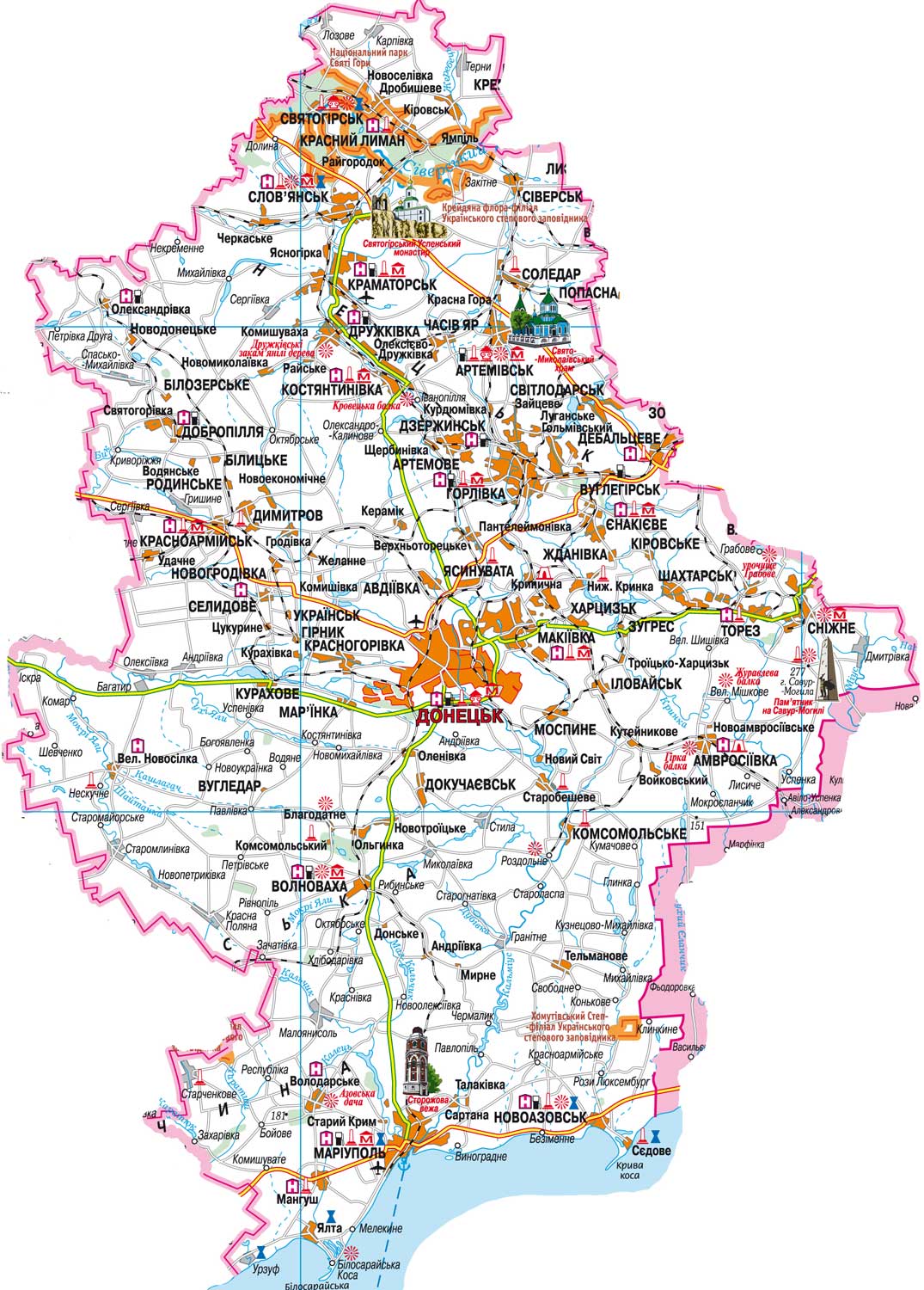 Карта Донецка перевозки